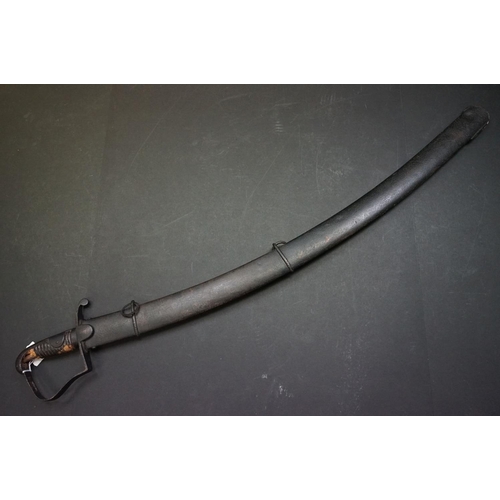 362 - An Antique 1796 Pattern Light Cavalry Troopers Sword Together With Scabbard, 82cm Sharply Curved Ful... 