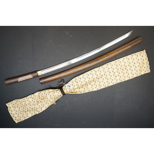 363 - A Japanese Katana Sword, Blade Measures Approx 69cm, Tang Unsigned, Within Wooden Scabbard And Toget... 