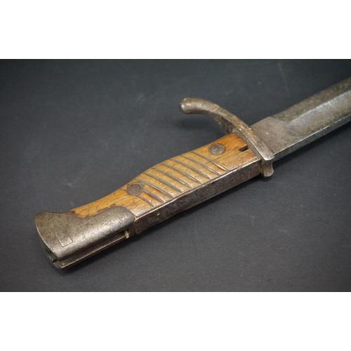 364 - A World War One German / Prussian Butchers Bayonet With Wooden Grips.