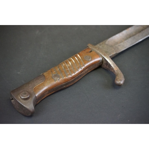 364 - A World War One German / Prussian Butchers Bayonet With Wooden Grips.