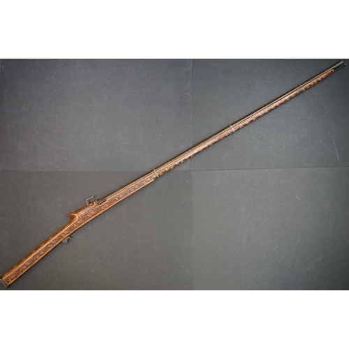 368 - A Mid 19th Century Indian Matchlock Toreador Musket Rifle, Decoratively Hand Painted Stock With Heav... 