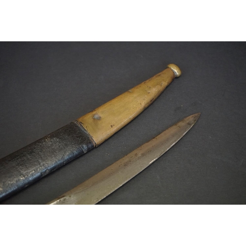 371 - A Pre World War One Sword Bayonet With Brass Handle And Hooked Quillion, Complete With Original Scab... 