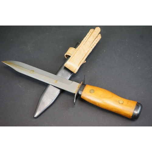 374 - A Polish Military Combat Knife Complete With Scabbard, Matching Numbers To Scabbard And Blade A02739... 