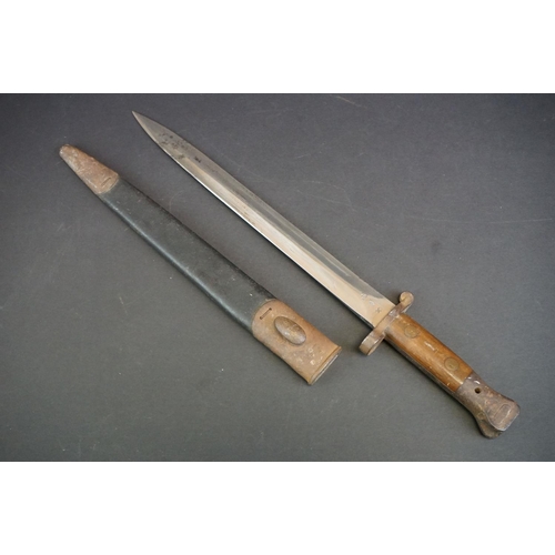 376 - A British Military Issued Pre World War One 1903 Pattern Bayonet, Blade Marked E.R. Together With Th... 