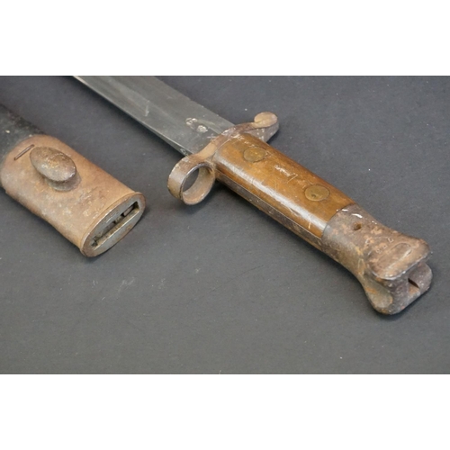 376 - A British Military Issued Pre World War One 1903 Pattern Bayonet, Blade Marked E.R. Together With Th... 