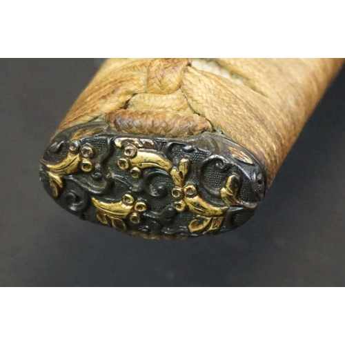 378 - A Japanese Tanto Sword Signed Bizen Yokohama Ju Kunisada Saku c.1600, Catscratched Habaki, Opened Wo... 