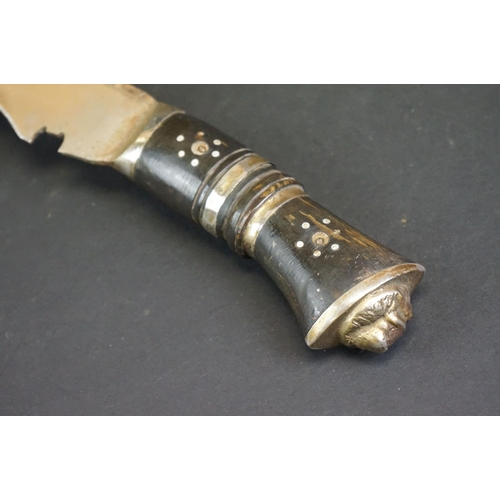 382 - An Indian Kukri Knife With Chrome Plated Blade And Original Scabbard.