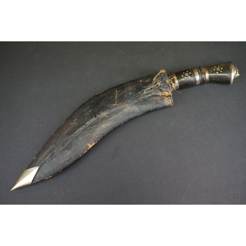 382 - An Indian Kukri Knife With Chrome Plated Blade And Original Scabbard.