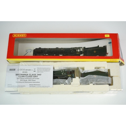 22 - Two boxed Hornby OO gauge DCC Ready locomotives to include R2835 BR 4-6-2 Britannia Class Owen Glend... 