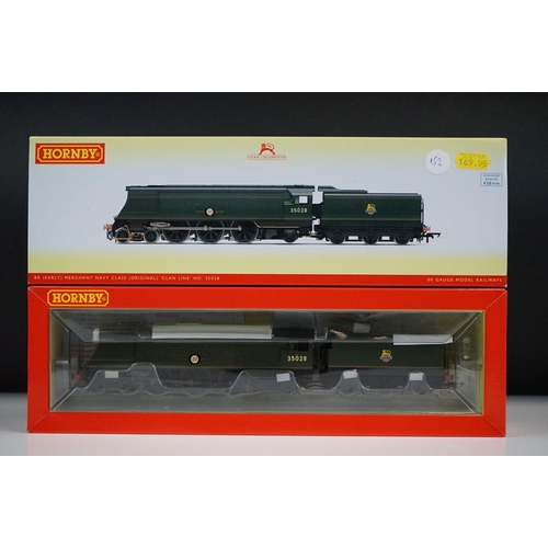 5 - Boxed Hornby OO gauge R3436 BR (Early) Merchant Navy Class Original Clan Line No 35028 DCC Ready loc... 