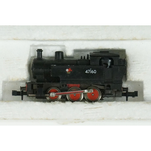 90 - Four Trix N gauge locomotives contained within Hornby Minitrix boxes to include Pennsylvania 5495 4-... 