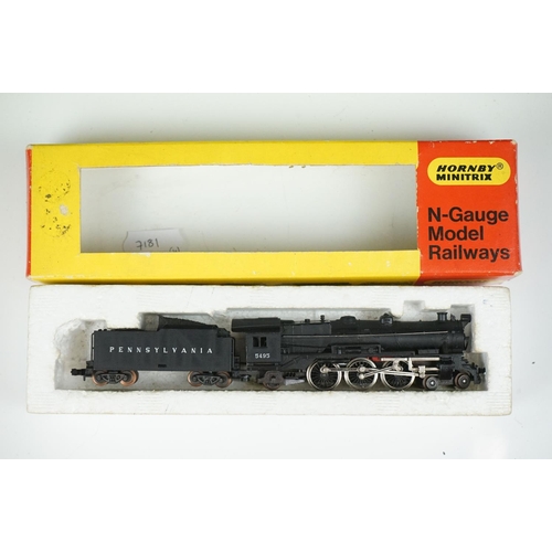 90 - Four Trix N gauge locomotives contained within Hornby Minitrix boxes to include Pennsylvania 5495 4-... 