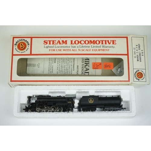 91 - Six boxed N gauge locomotives to include Bachmann Steam Locomotive 51-545-12 Mikado 2-8-2 7 Vandebil... 