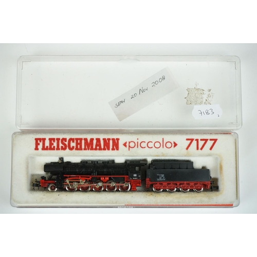 93 - Three cased Fleischmann N gauge locomotives to include 7177, 7232 & 7094