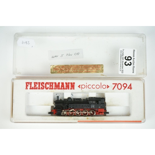 93 - Three cased Fleischmann N gauge locomotives to include 7177, 7232 & 7094