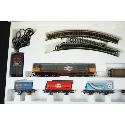 120 - Boxed Hornby OO gauge R674 Midnight Freight electric train set with Railfreight locomotive, 8 x item... 