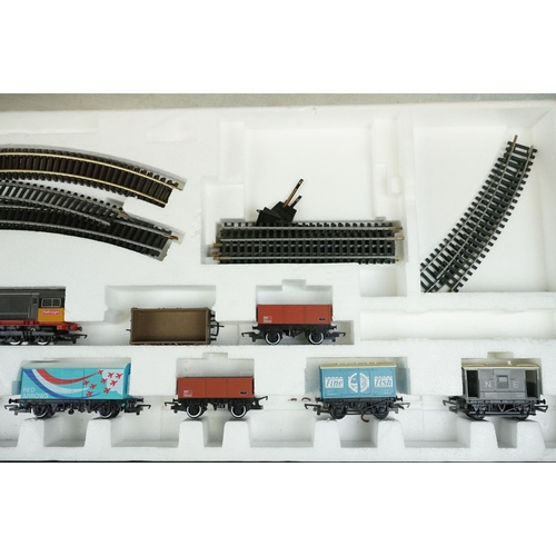 120 - Boxed Hornby OO gauge R674 Midnight Freight electric train set with Railfreight locomotive, 8 x item... 