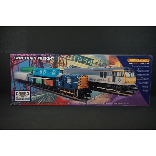 163 - Boxed Hornby OO gauge R1002 Twin Train Freight train set, complete