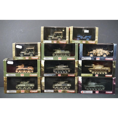 1054 - 11 Boxed / cased 1/72 HM Hobby Master military diecast models to include M48 Patton Medium Tank, Sd ... 