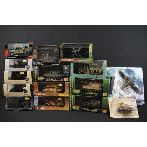 1057 - 15 Boxed & cased military models to include Blitz 72, Zvezda, Oxford Military, PMA, Easy Model Groun... 