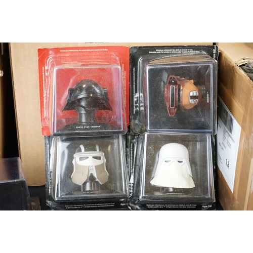 1081 - Star Wars - 80 Carded / cased De Agostini Helmet Collection with associated magazines, vg (4 boxes)