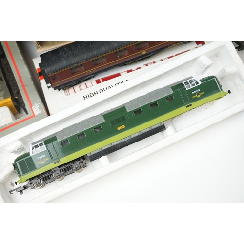 135 - Quantity of OO gauge model railway to include rolling stock, 2 x play worn Lima locomotives, tracksi... 