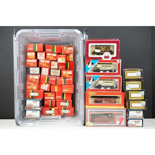 149 - Around 42 boxed items of OO gauge rolling stock to include wagons & vans featuring Hornby, Triang, L... 