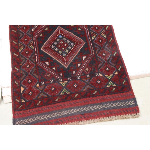 594 - Woolen Hand Knotted Meshwani Runner Rug, 242cm x 61cm