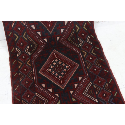 594 - Woolen Hand Knotted Meshwani Runner Rug, 242cm x 61cm