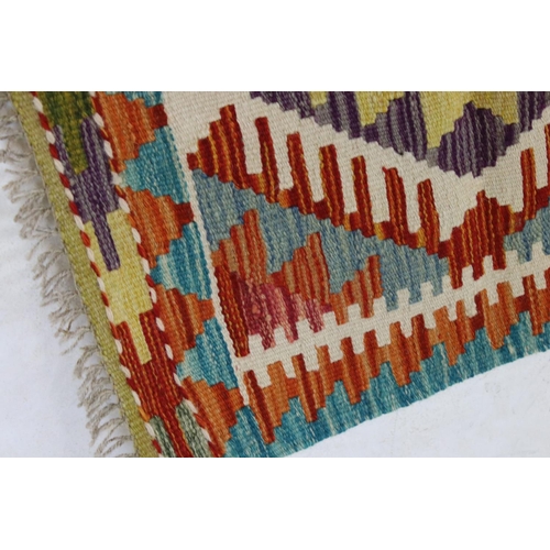 596 - Wool Hand Knotted Chobi Kilim Rug, 51cm x 50cm