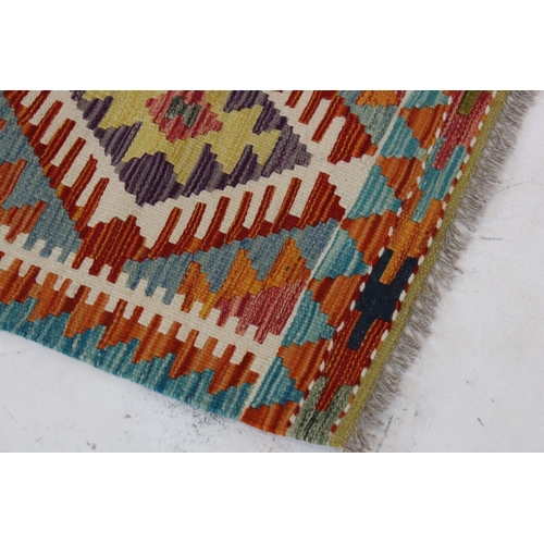 596 - Wool Hand Knotted Chobi Kilim Rug, 51cm x 50cm