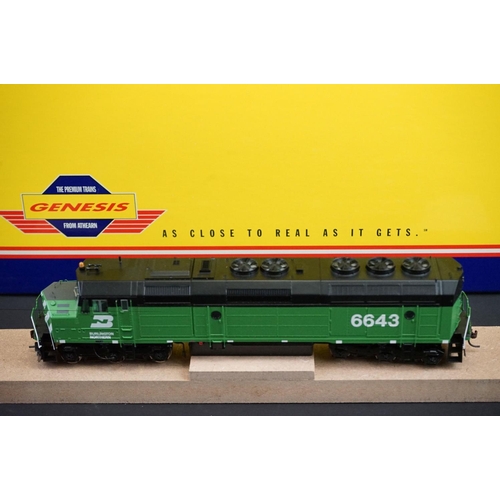 189 - Boxed Genesis HO gauge G67617 Burlington Northern F45 6628 locomotive with sound, in outer trade box