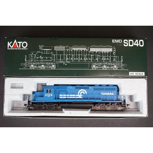 229 - Three boxed Kato HO gauge locomotives to include 37-6323 Conrail #6324, 37-1310 CNW Operation Lifesa... 