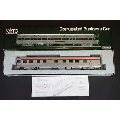 234 - Three boxed Kato HO gauge Corrugated Business Cars to include 35-6003 Chicago Burlington & Quincy, 3... 