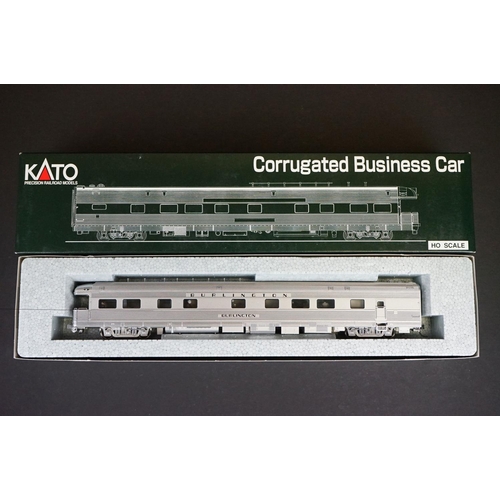 234 - Three boxed Kato HO gauge Corrugated Business Cars to include 35-6003 Chicago Burlington & Quincy, 3... 