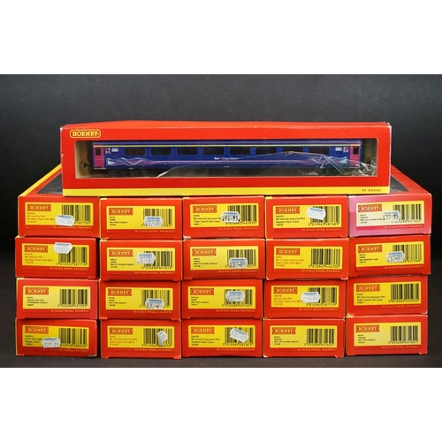 236 - 21 Boxed Hornby OO gauge items of rolling stock to include R4634A BR InterCity Mk3 Std open Coach, R... 