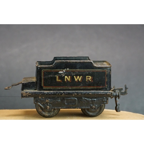 300 - Bing O gauge 0-4-0 locomotive with LNWR tender plus a quantity of track, showing play wear