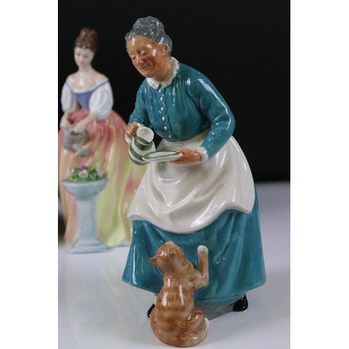 107 - Five Royal Doulton Figurines including Alexandra HN3286, Eventide HN2814, First Waltz HN2862, Daffy ... 