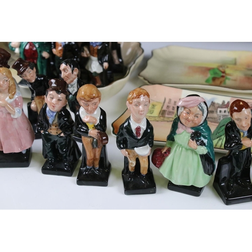 109 - Royal Doulton full set of Twenty Four Dickens Figures including Sairey Gamp, Sam Weller, Bumble, Sti... 