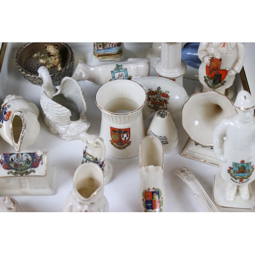 114 - Twenty Two items of Crested Souvenir Ceramics including Policeman, Yorkshireman, Football, Banjo, Su... 