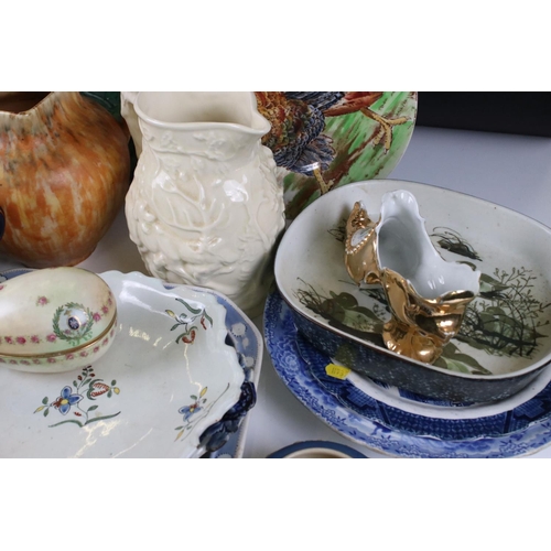 117 - Mixed Lot of Ceramics including Royal Copenhagen Dish decorated with ducks, 22cm long, Shorter Jug, ... 