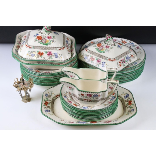 121 - Copeland Spode ' Chinese Rose ' Dinner ware including Two Lidded Tureens, Serving Plate, 10 Dinner P... 