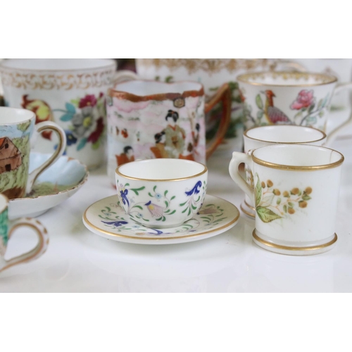 122 - Mixed lot of ceramics comprising collection of small cabinet mugs, tygs and cups and saucers includi... 