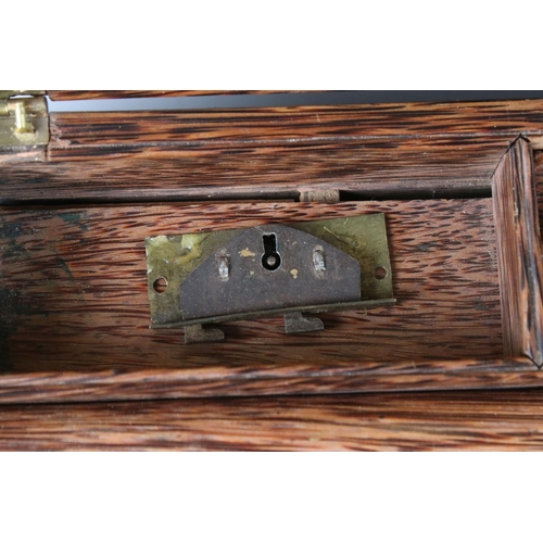 133 - Anglo Indian Reeded Snakewood Writing Slope Box, opening to a fitted interior with brown writing sur... 