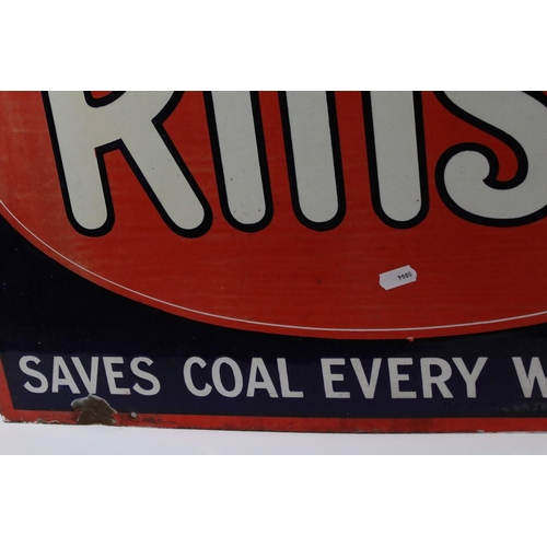 136 - Enamel Advertising Sign ' Rinso, soak the clothes - that's all, saves coal every wash-day, 61cm x 46... 