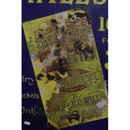 137 - Enamel Advertising Sign ' Will's Cigarettes Sold Here ', 46cm x 93cm