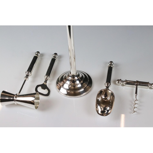 141 - Four piece silver plated bar companion set