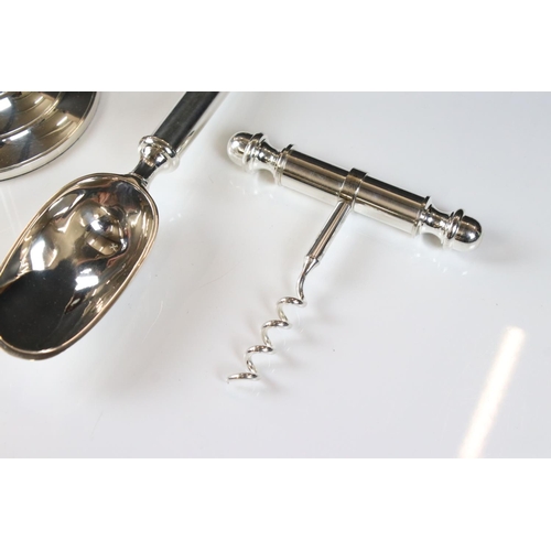 141 - Four piece silver plated bar companion set