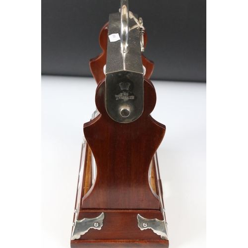 142 - Early 20th century Mahogany and Silver Plated ' Betjamann's Patent ' Two Bottle Tantalus, stamped to... 