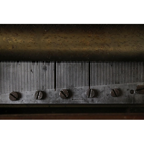 143 - Early Key-wind ' F Nicole / Nicole Freres ' exposed control Musical Box, number 12070, 16cm cylinder... 